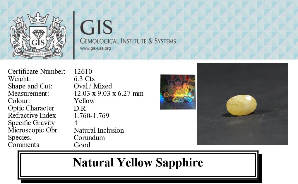 Yellow Sapphire 6.3 Ct.