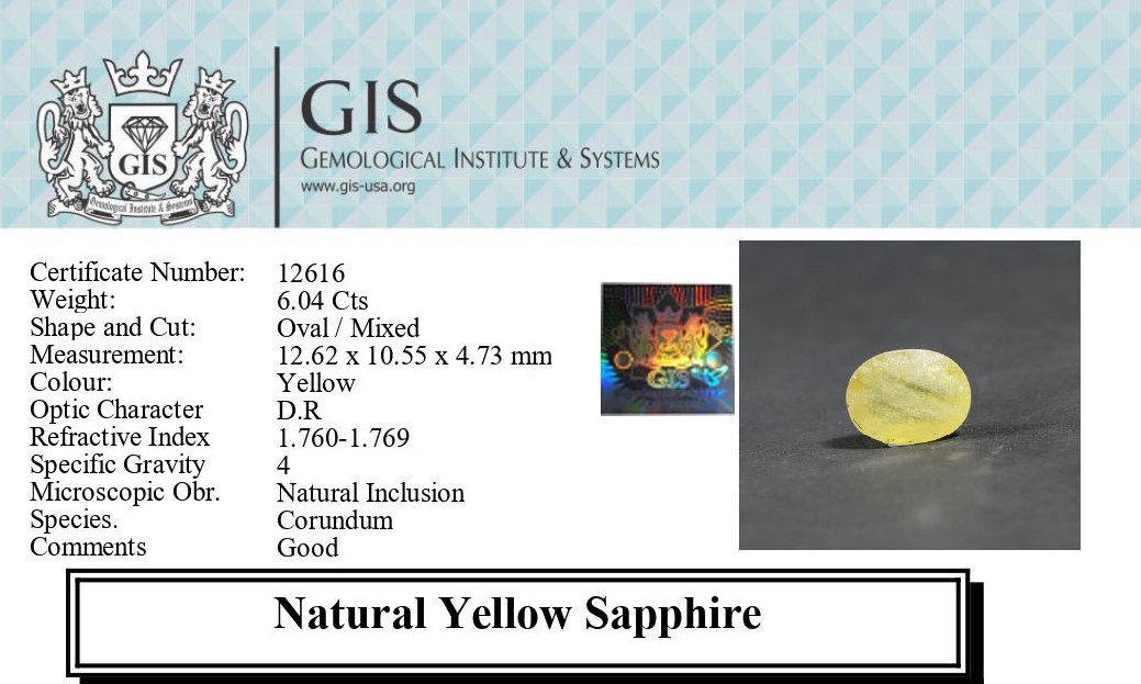 Yellow Sapphire 6.04 Ct.