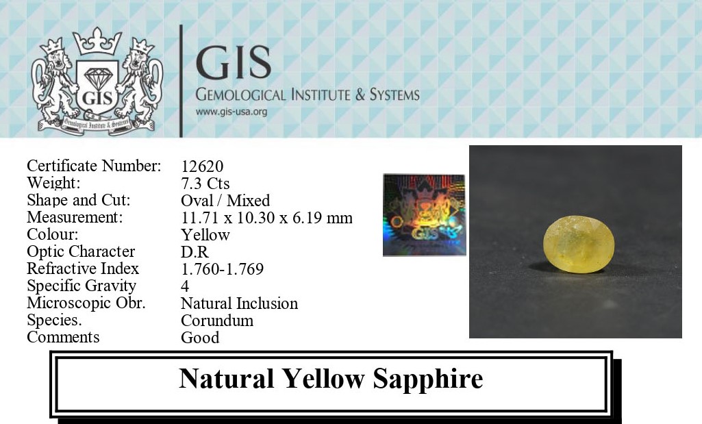 Yellow Sapphire 7.3 Ct.