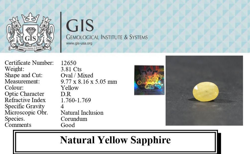 Yellow Sapphire 3.81 Ct.