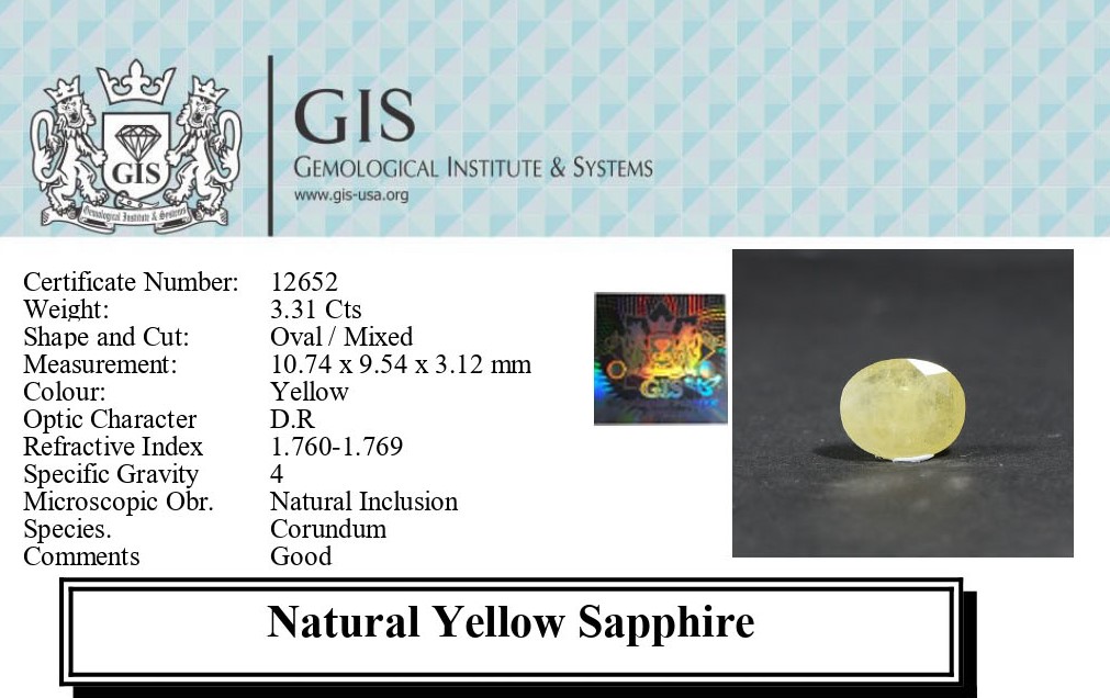 Yellow Sapphire 3.31 Ct.