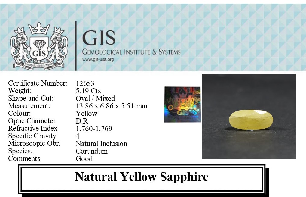 Yellow Sapphire 5.19 Ct.
