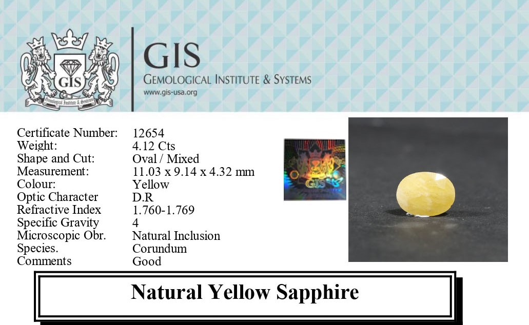 Yellow Sapphire 4.12 Ct.