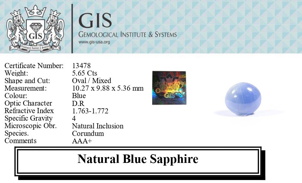 BSP12744 5 1 BLUE SAPPHIRE 5.65 Ct.
