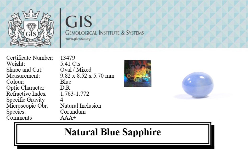 BSP12745 5 1 BLUE SAPPHIRE 5.41 Ct.
