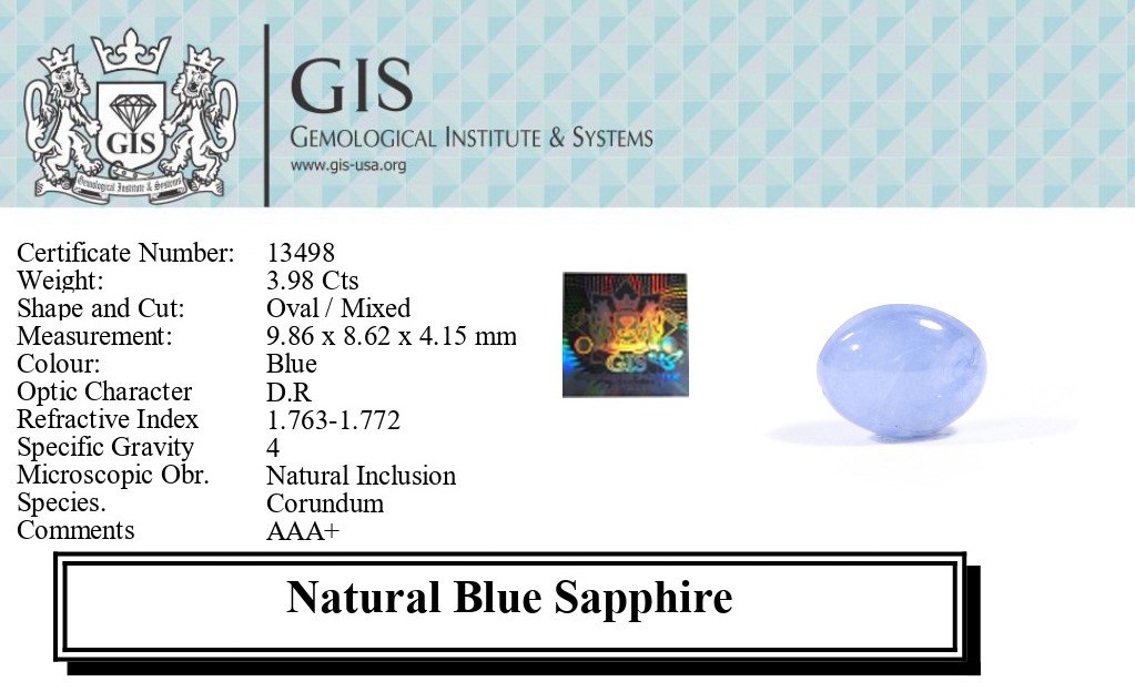 BSP12764 5 1 BLUE SAPPHIRE 3.98 Ct.