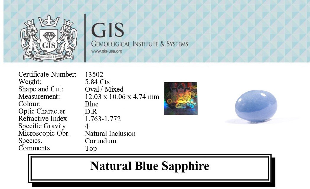 BSP12768 5 1 BLUE SAPPHIRE 5.84 Ct.