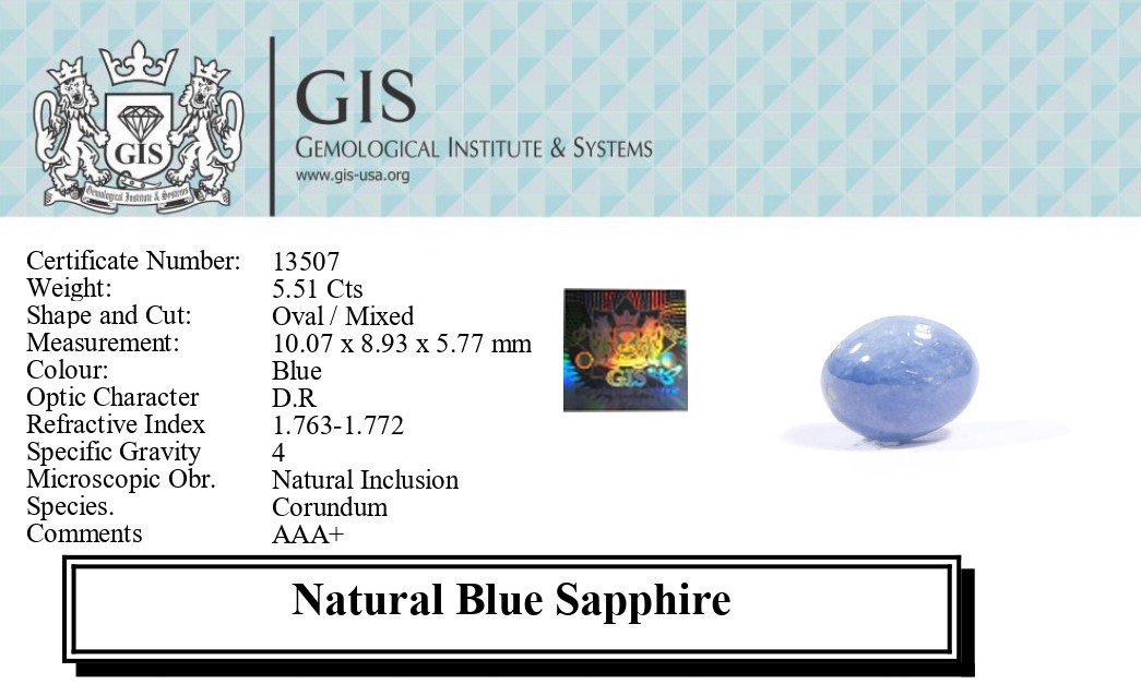 BSP12773 5 1 BLUE SAPPHIRE 5.51 Ct.