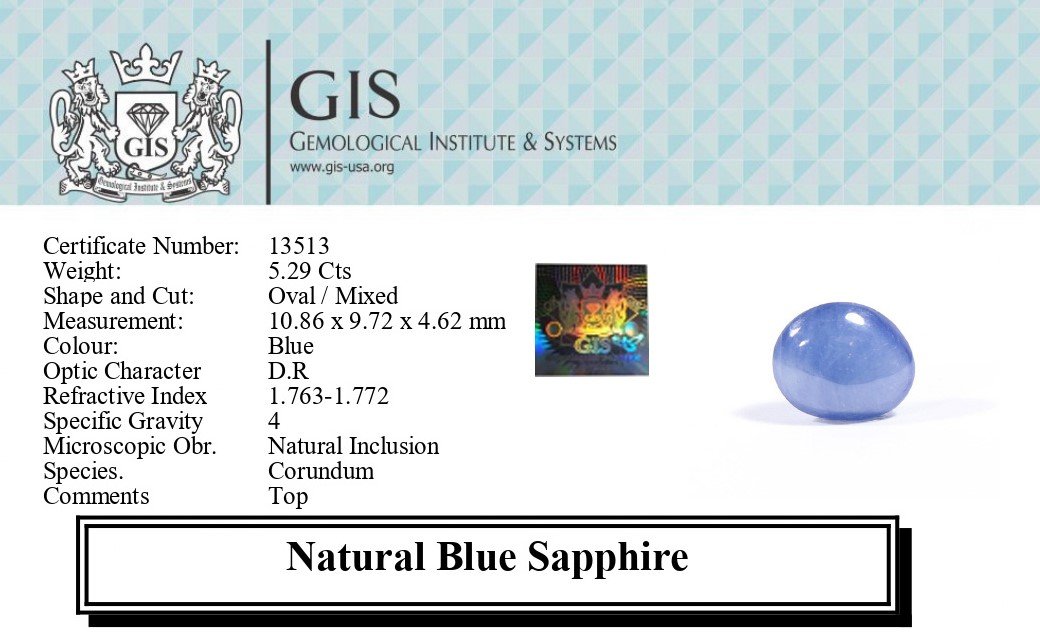 BSP12779 5 1 BLUE SAPPHIRE 5.29 Ct.