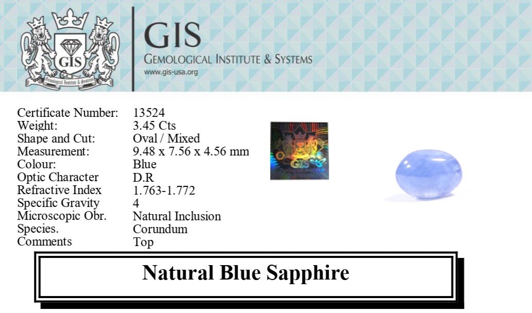 BSP12790 5 1 BLUE SAPPHIRE 3.45 Ct.