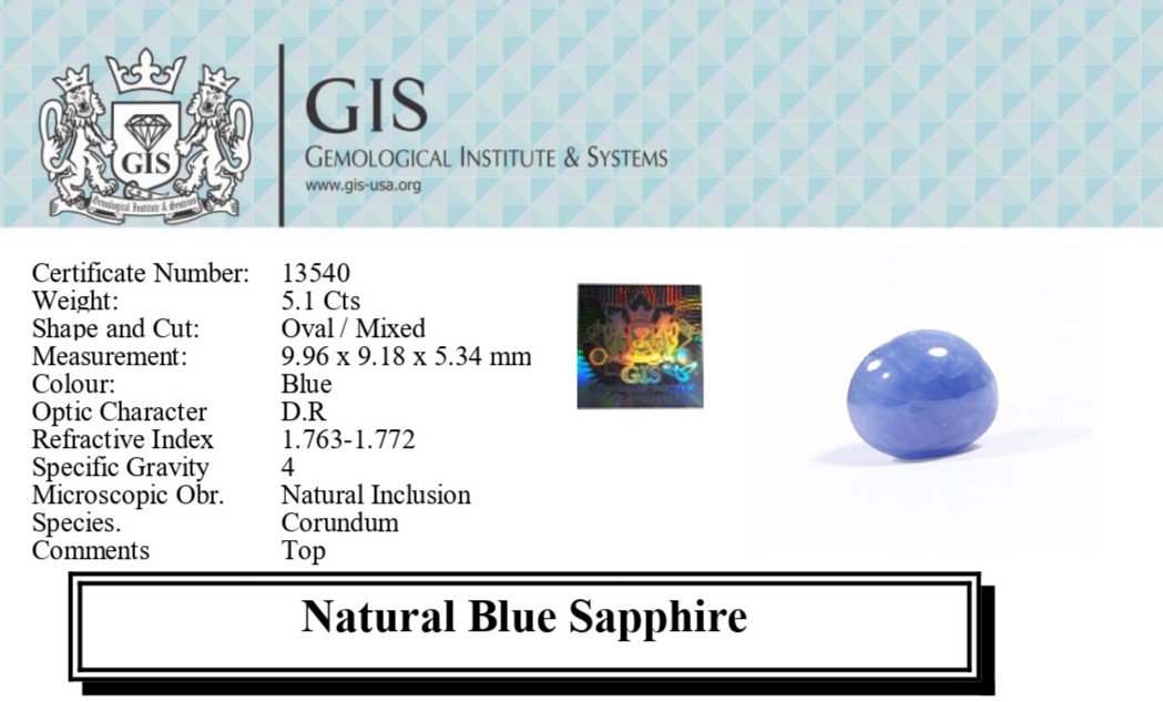BSP12806 5 1 BLUE SAPPHIRE 5.1 Ct.