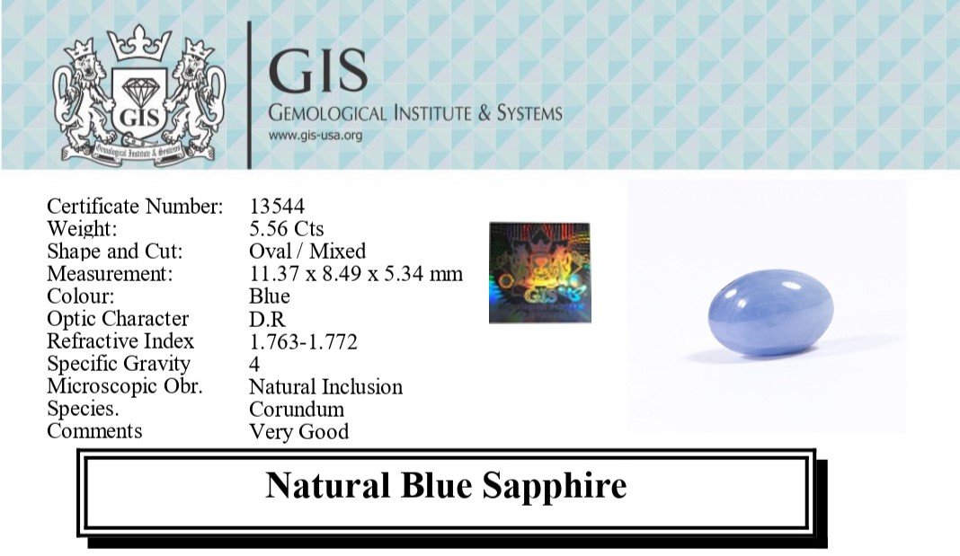 BSP12810 5 1 BLUE SAPPHIRE 5.56 Ct.