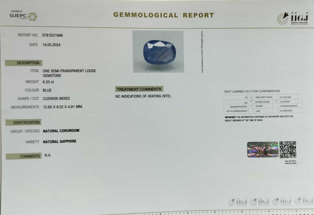 BSP13025 5 1 BLUE SAPPHIRE 6.33 Ct.