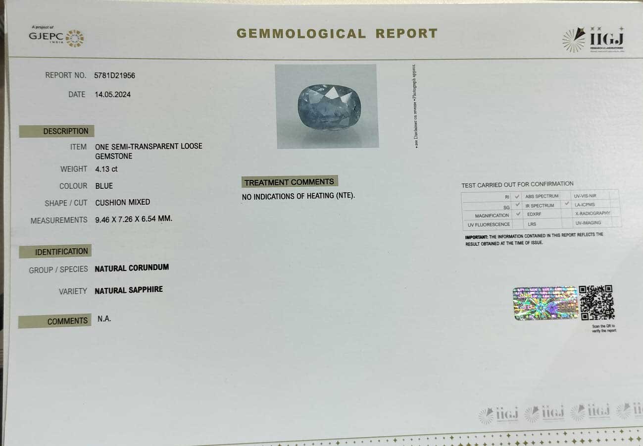 BSP13032 5 1 BLUE SAPPHIRE 4.13 Ct.