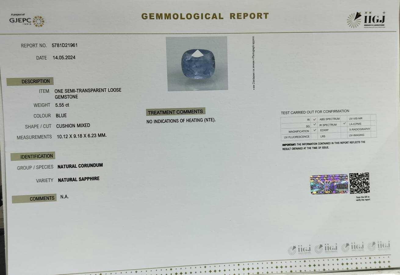 BSP13036 5 1 BLUE SAPPHIRE 5.55 Ct.