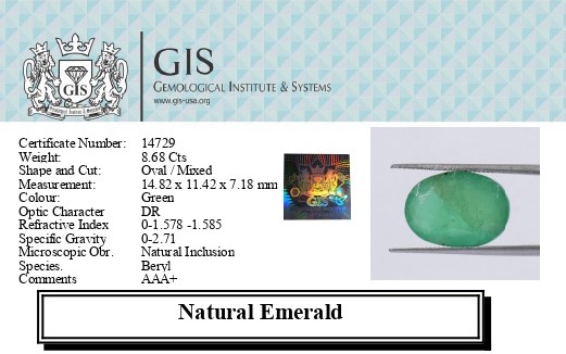 EMERALD 8.68 Ct. EMERALD 8.68 Ct.