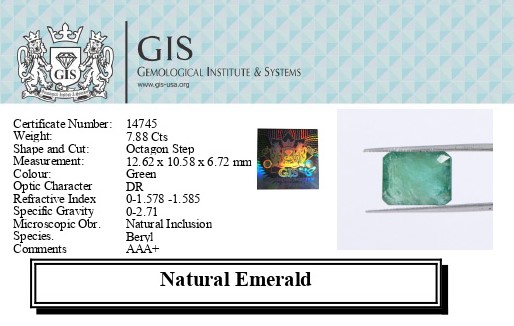 EMERALD 7.88 Ct. EMERALD 7.88 Ct.