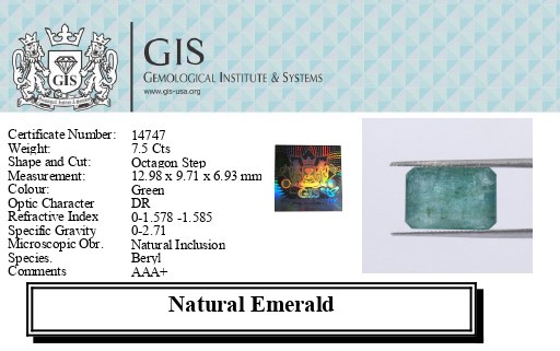 EMERALD 7.5 Ct. EMERALD 7.5 Ct.