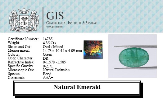 EMERALD 4.85 Ct. EMERALD 4.85 Ct.
