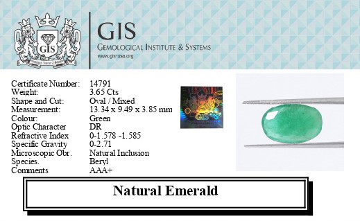 EMERALD 3.65 Ct. EMERALD 3.65 Ct.
