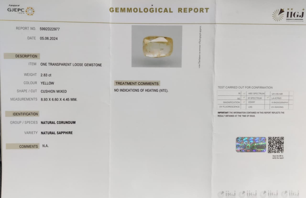 YSP12199 4 1 YELLOW SAPPHIRE 2.83 Ct.