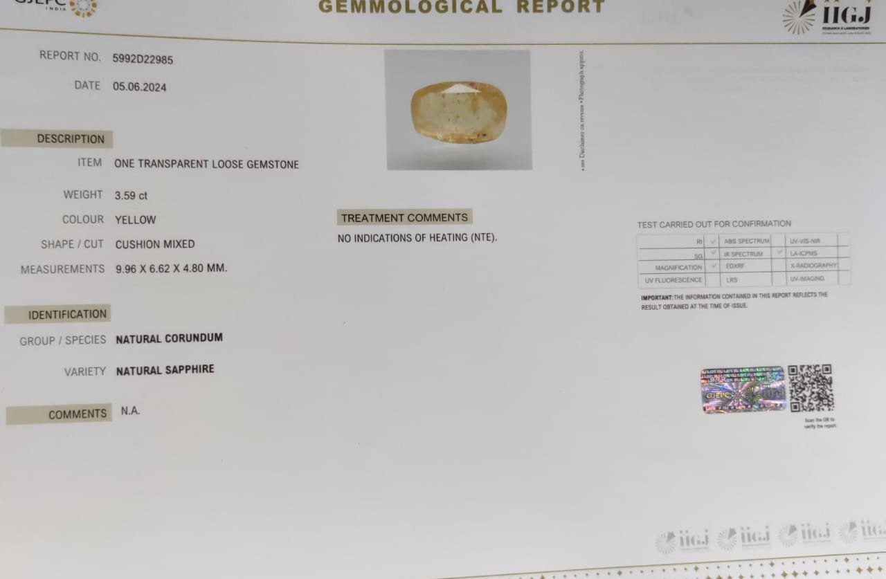 YSP12207 4 1 YELLOW SAPPHIRE 3.59 Ct.
