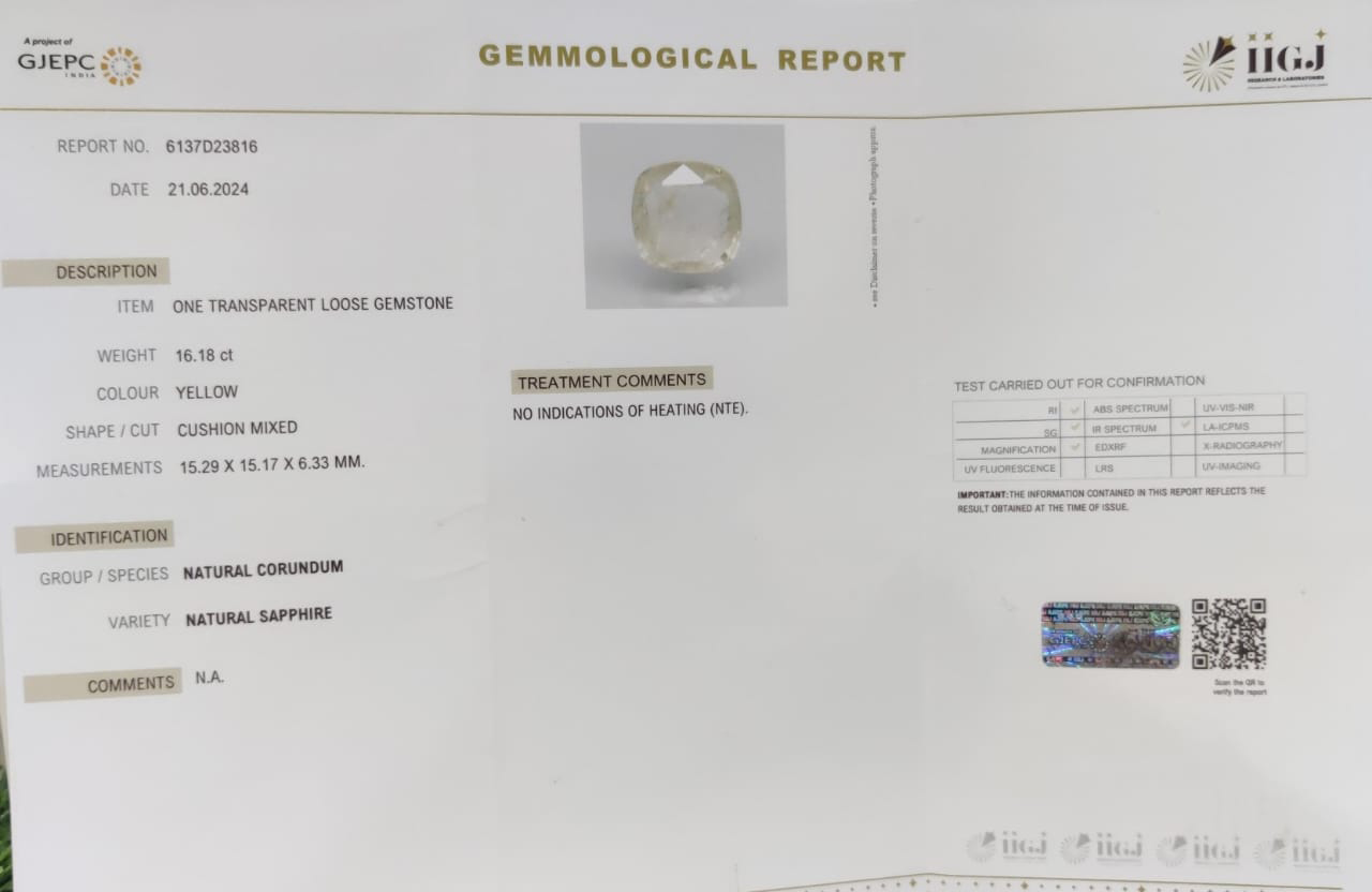 YSP12300 4 1 YELLOW SAPPHIRE 16.18 Ct.