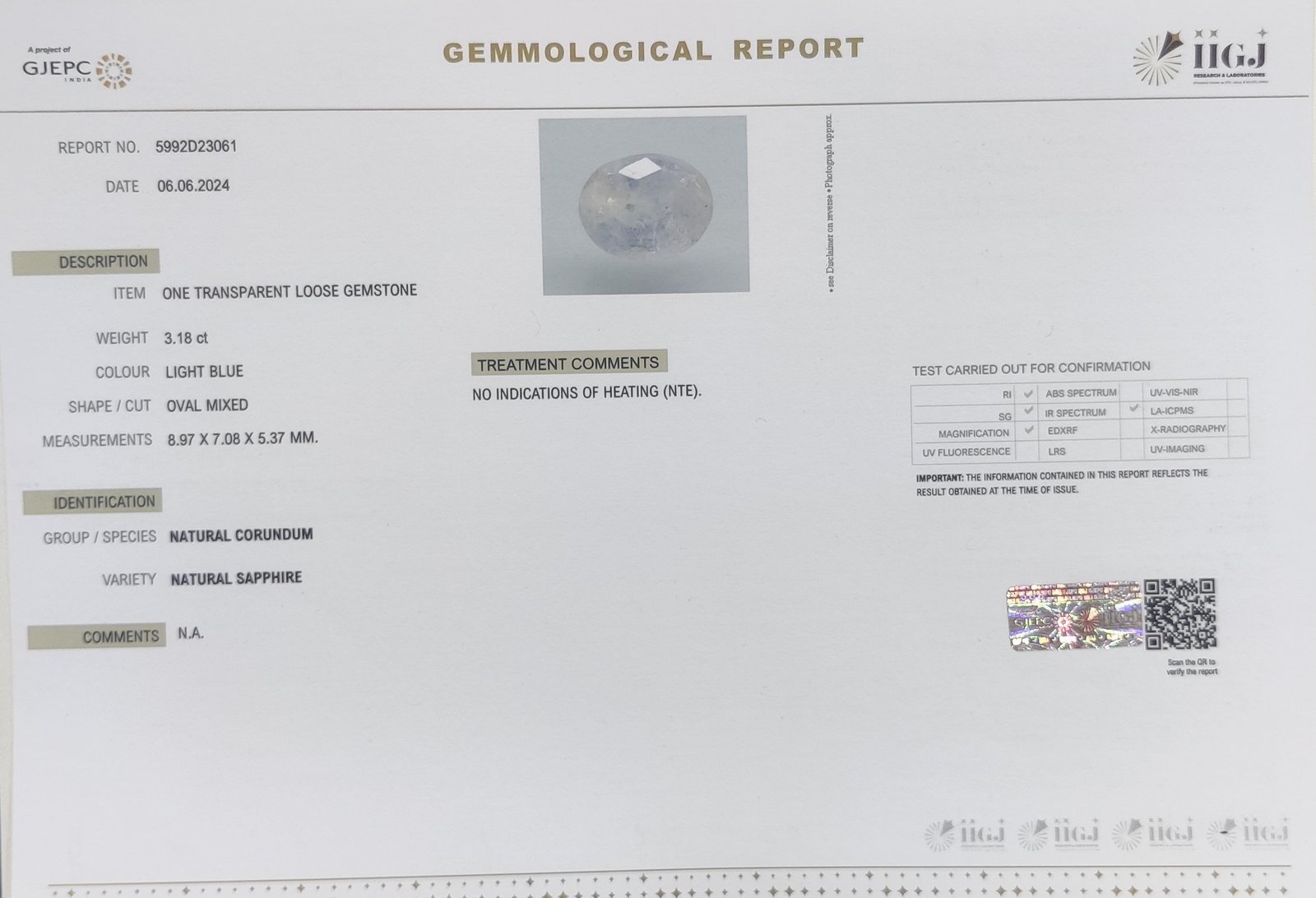 BSP13192 4 1 BLUE SAPPHIRE 3.18 Ct.
