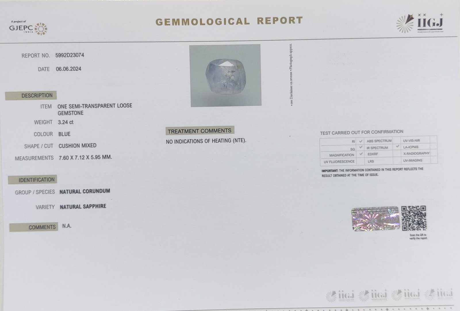 BSP13205 4 1 BLUE SAPPHIRE 3.24 Ct.
