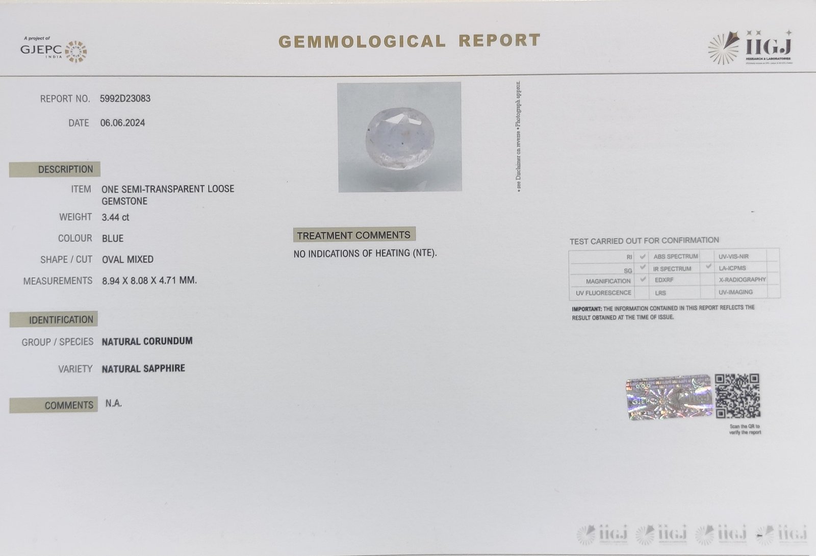 BSP13214 4 1 BLUE SAPPHIRE 3.44 Ct.