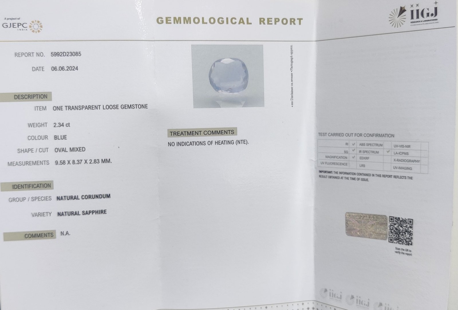 BSP13216 4 1 BLUE SAPPHIRE 2.34 Ct.