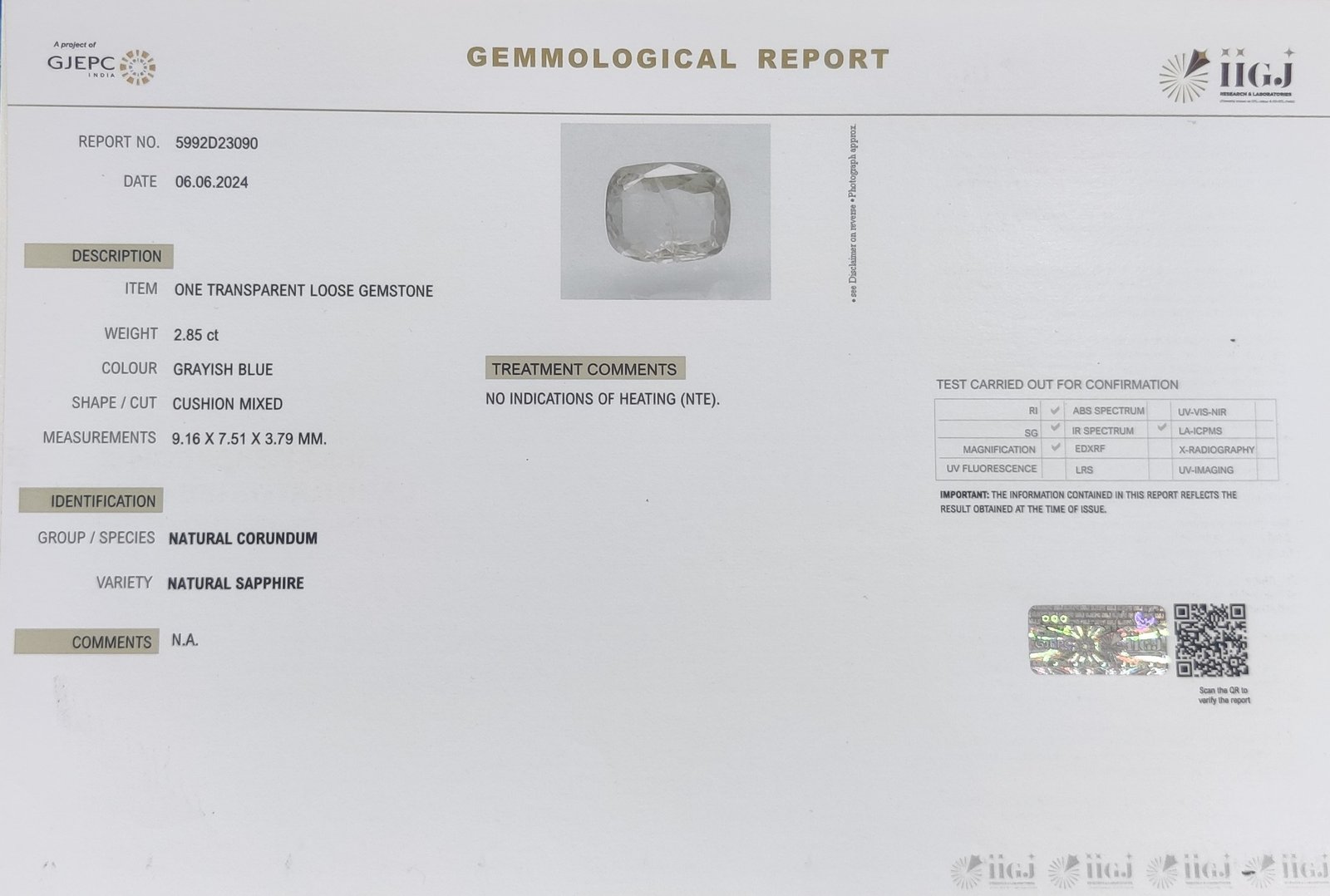 BSP13219 4 1 BLUE SAPPHIRE 2.85 Ct.