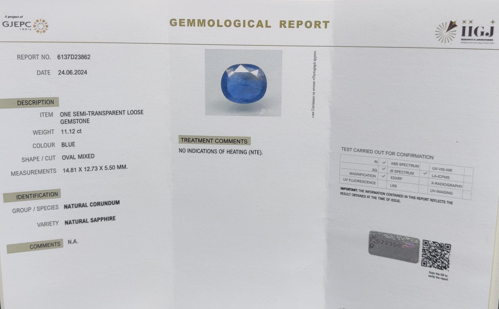 BSP13325 4 1 scaled BLUE SAPPHIRE 11.12 Ct.