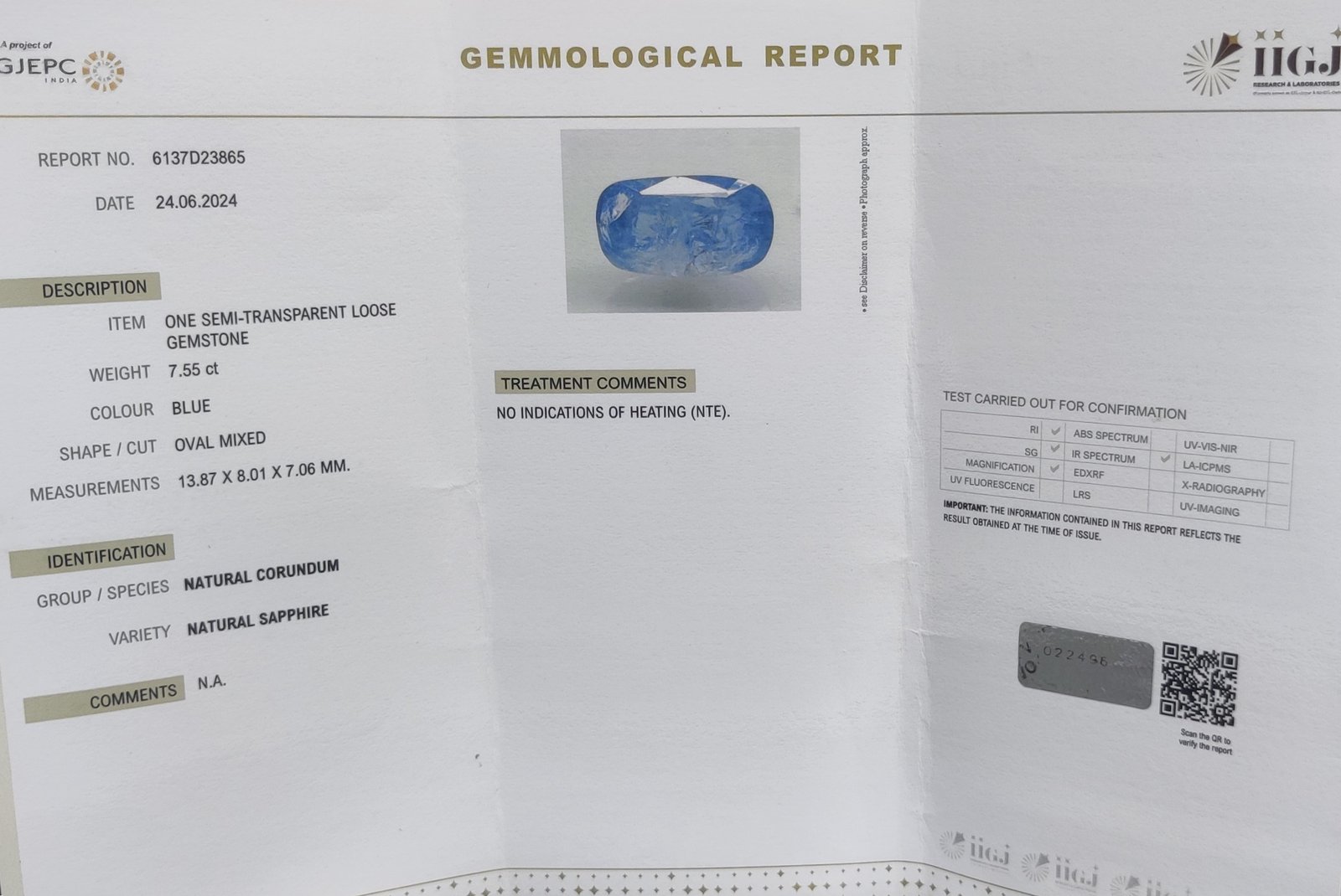BSP13328 4 1 BLUE SAPPHIRE 7.55 Ct.