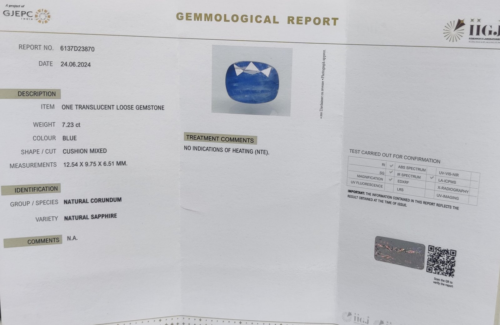 BSP13333 4 1 BLUE SAPPHIRE 7.23 Ct.