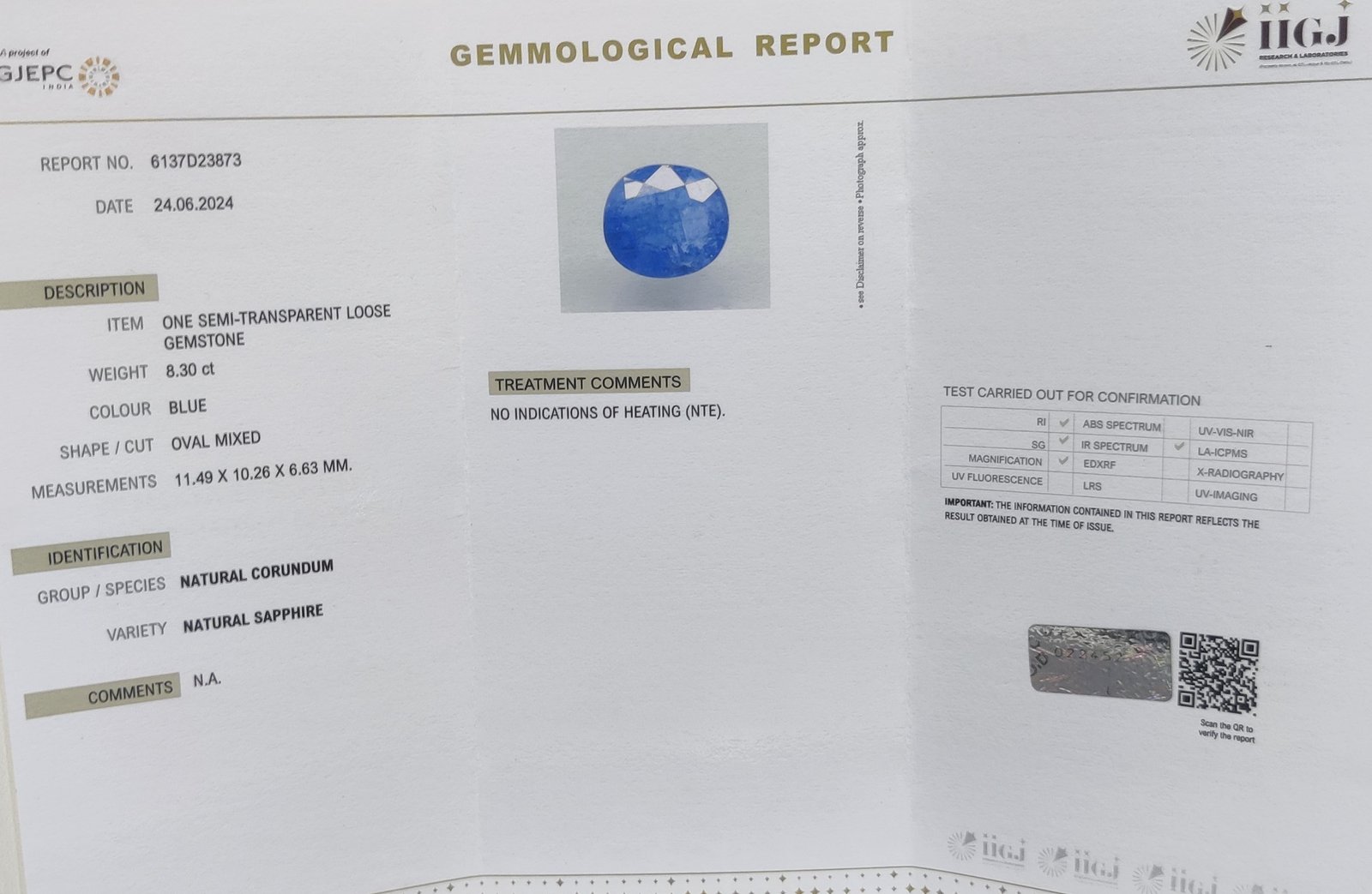 BSP13336 4 1 BLUE SAPPHIRE 8.3 Ct.