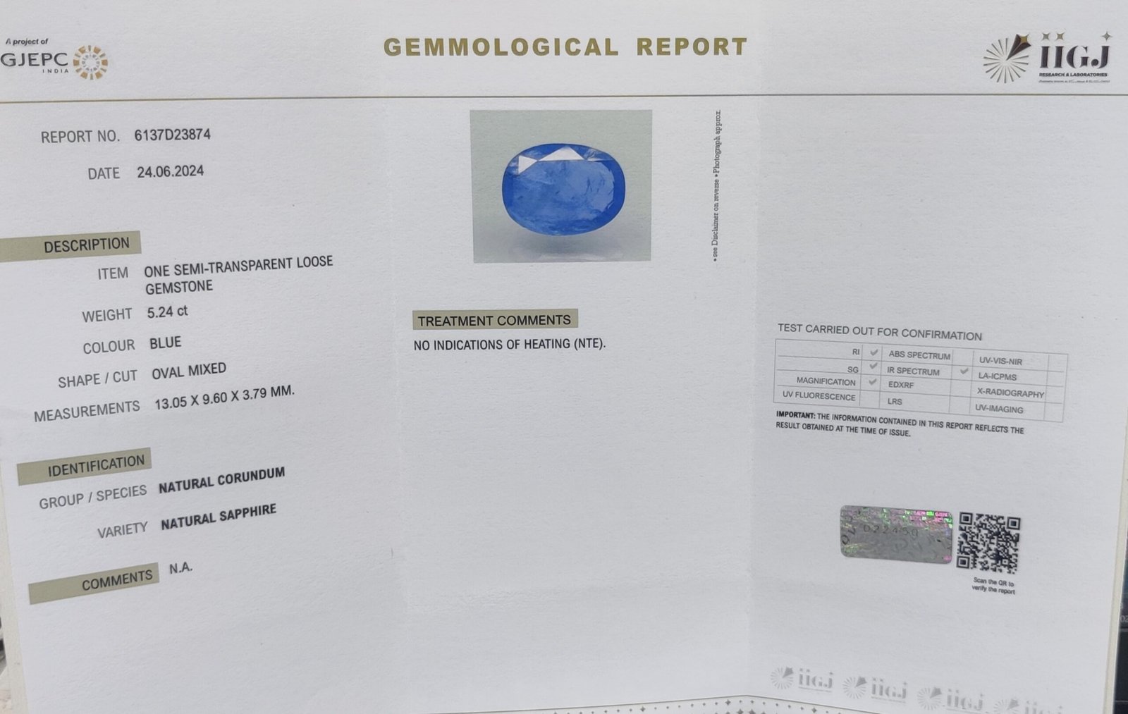 BSP13337 4 1 scaled BLUE SAPPHIRE 5.24 Ct.