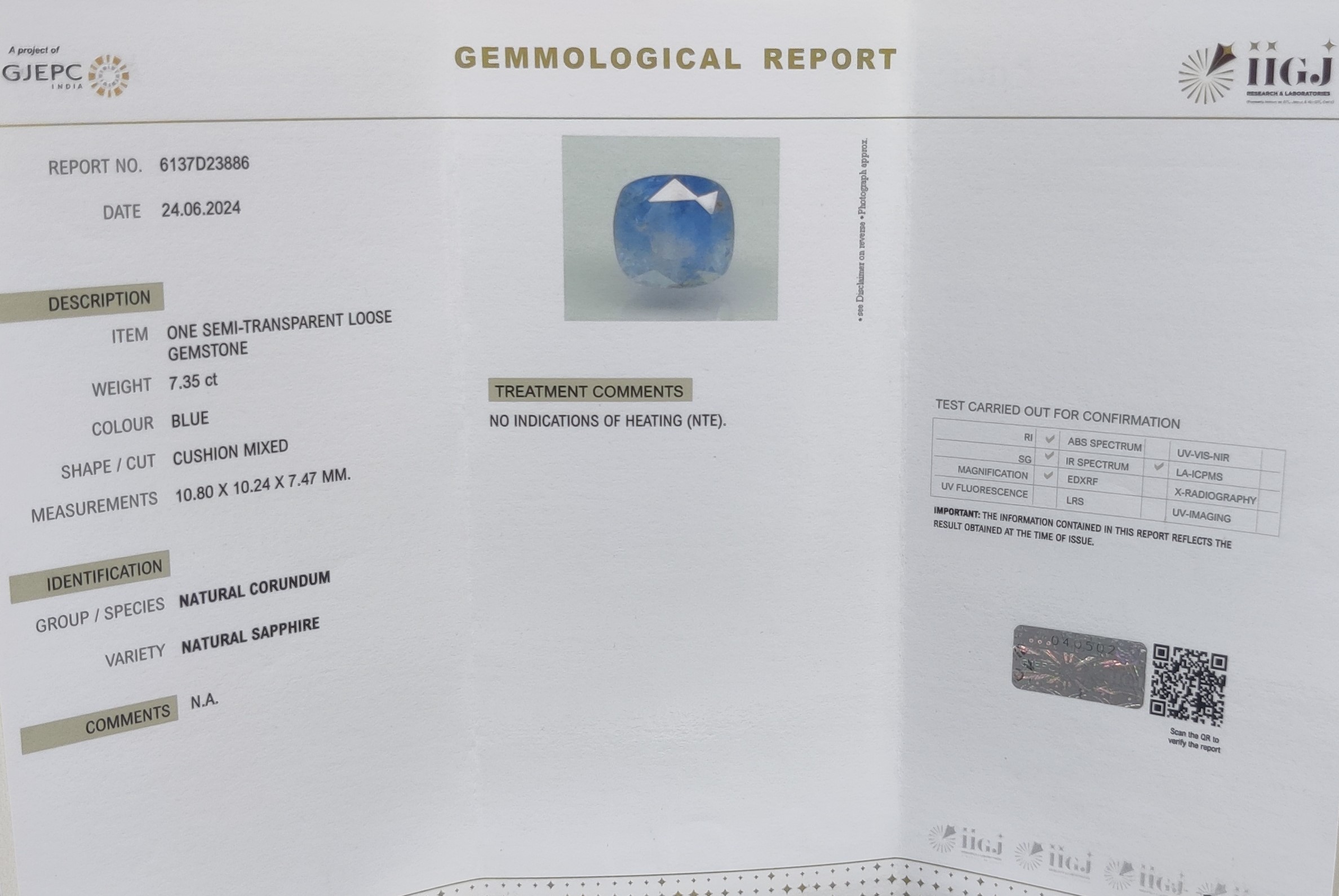 BSP13349 4 1 BLUE SAPPHIRE 7.35 Ct.