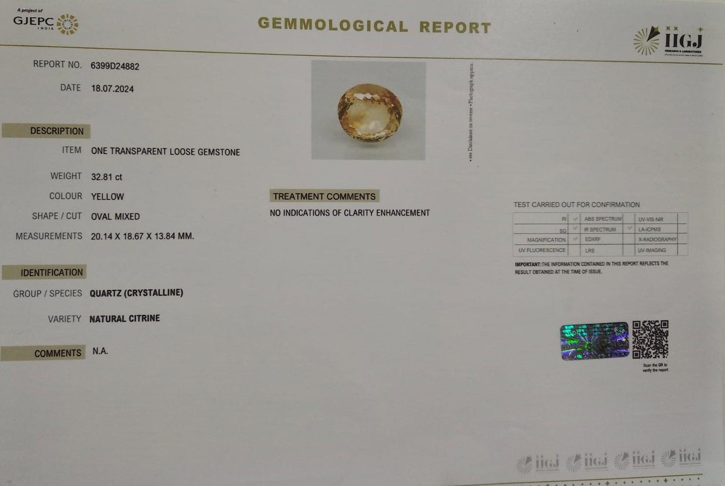 CIT2029 4 6 CITRINE 32.81 Ct.