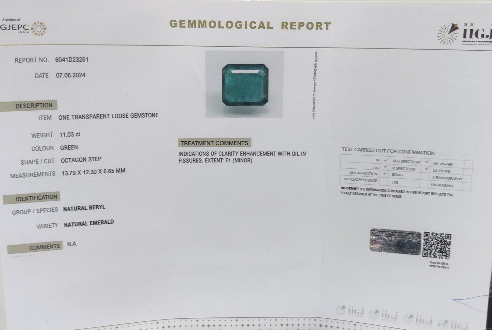 EMRD18381 4 1 EMERALD 11.03 Ct.