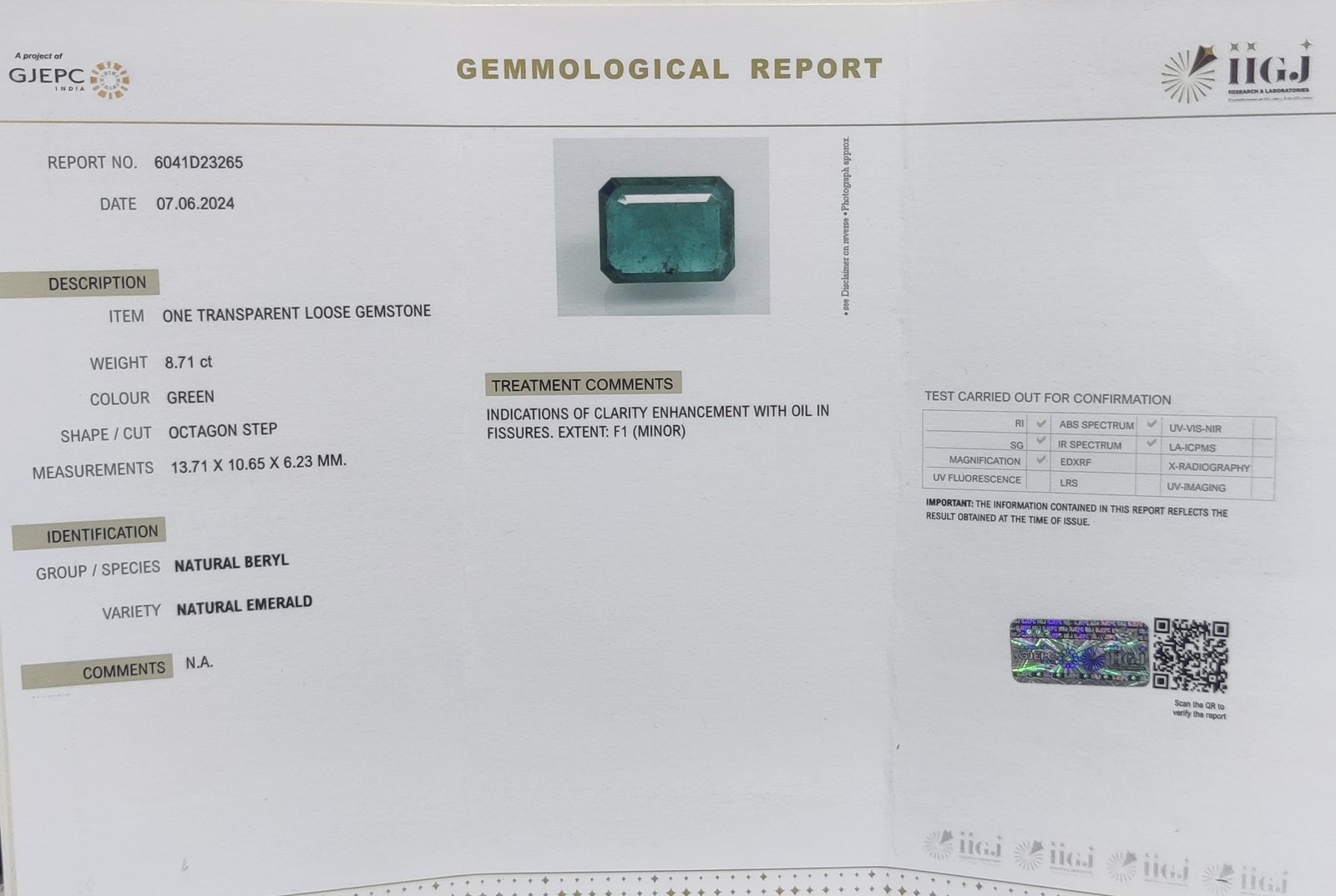 EMRD18385 4 1 EMERALD 8.71 Ct.