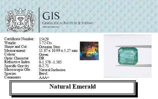 EMERALD 5.72 Ct. EMERALD 5.72 Ct.
