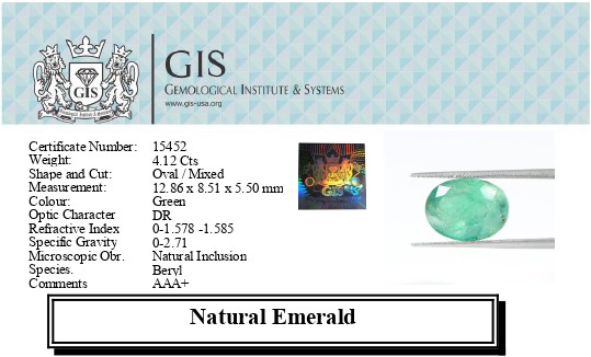 EMERALD 4.12 Ct. EMERALD 4.12 Ct.