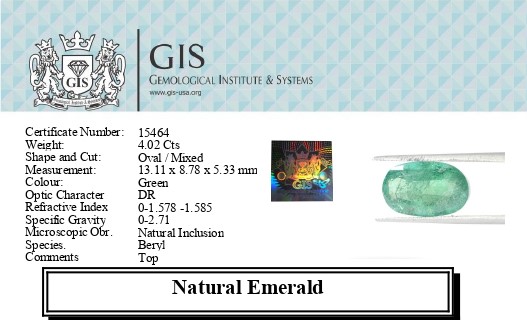 EMERALD 4.02 Ct. EMERALD 4.02 Ct.