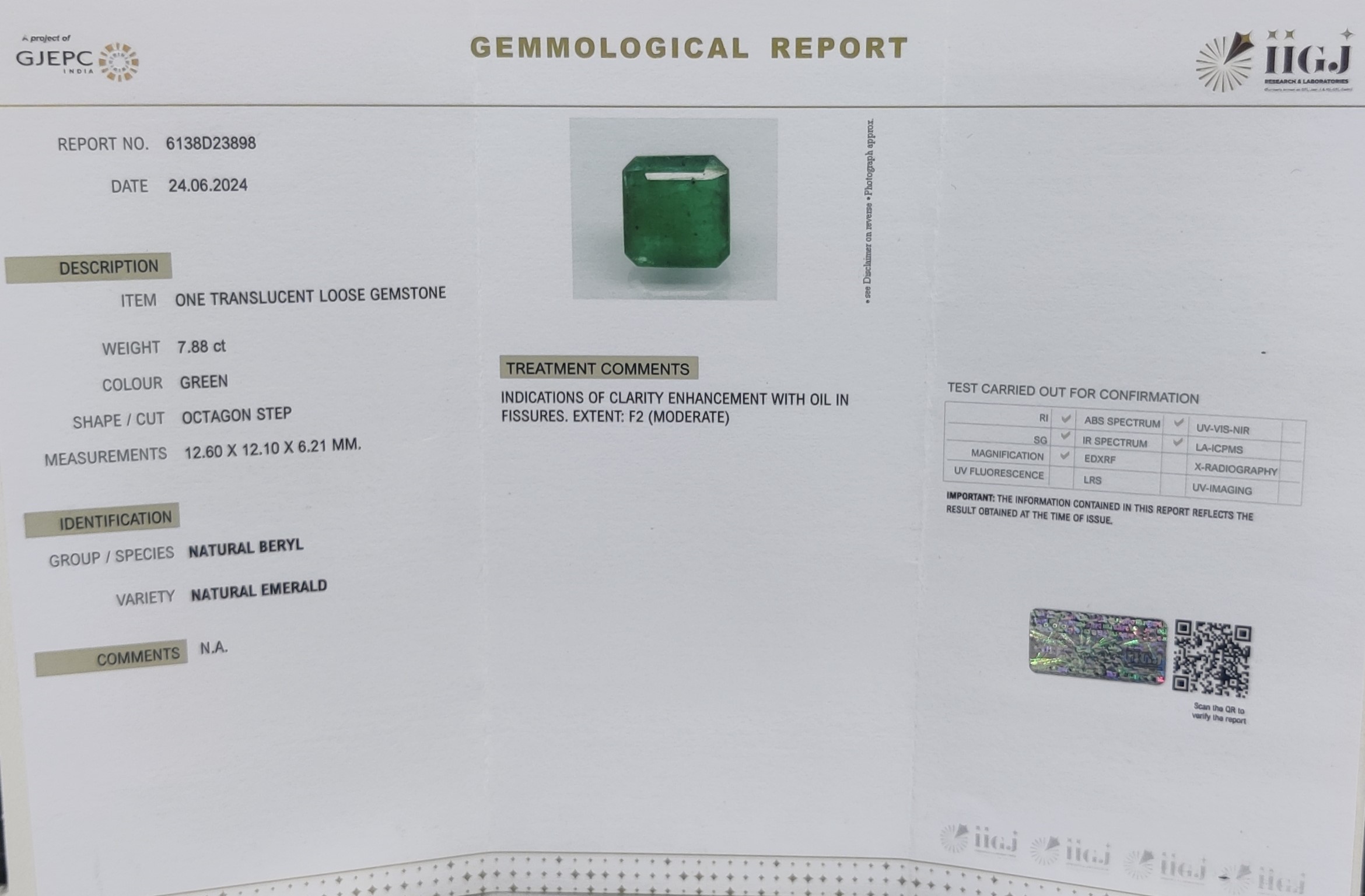 EMRD18490 4 1 EMERALD 7.88 Ct.