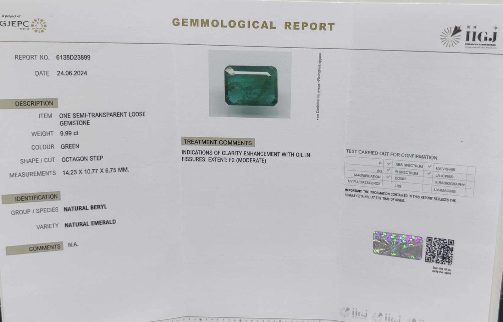 EMRD18491 4 1 EMERALD 9.99 Ct.