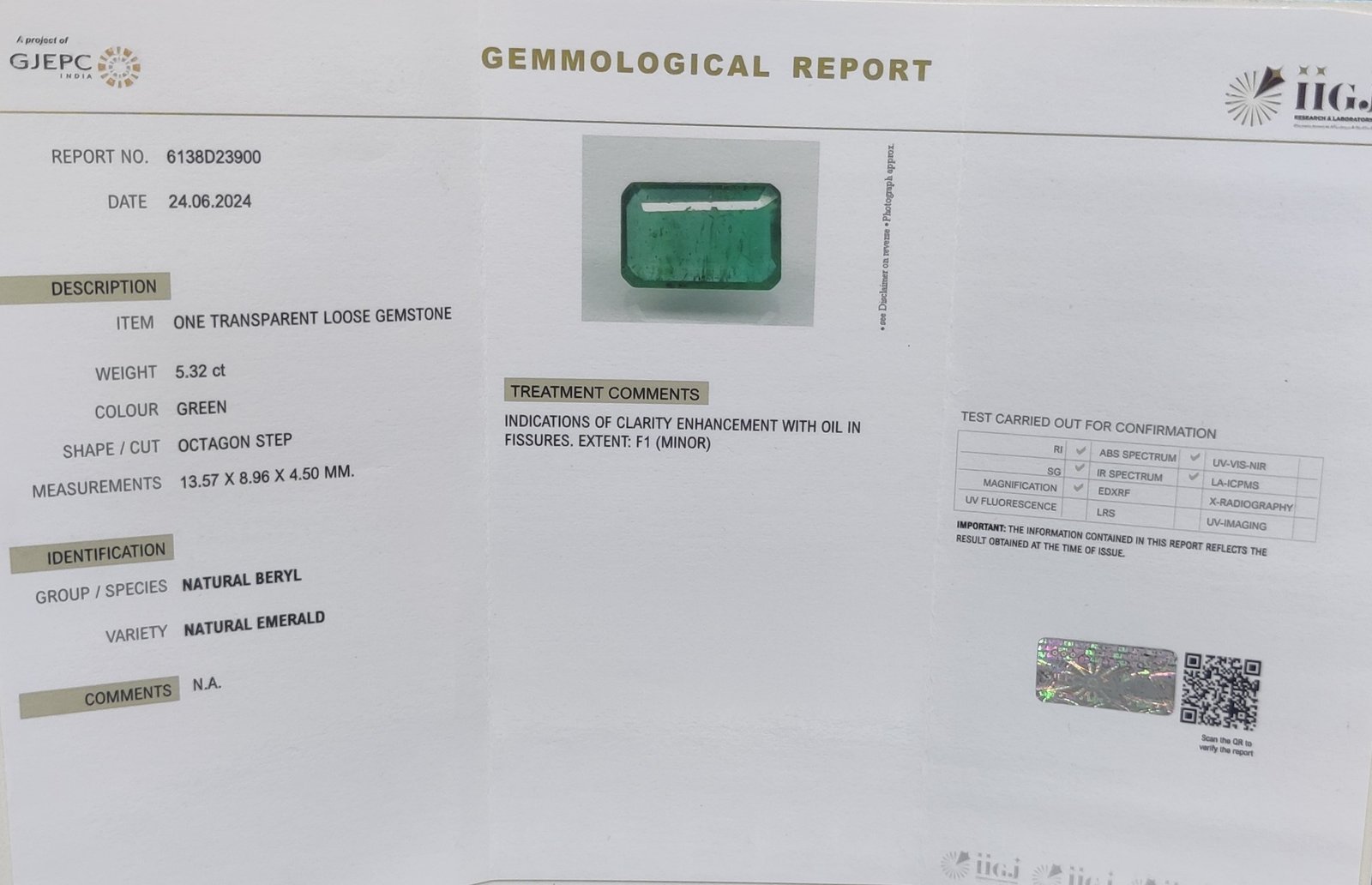 EMRD18492 4 1 EMERALD 5.32 Ct.