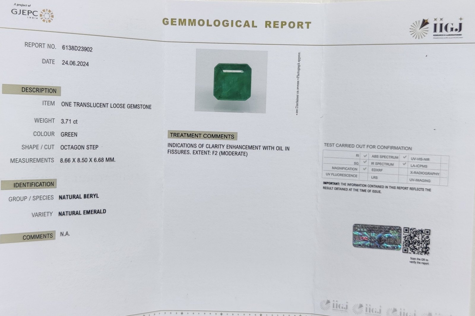 EMRD18494 4 1 EMERALD 3.71 Ct.