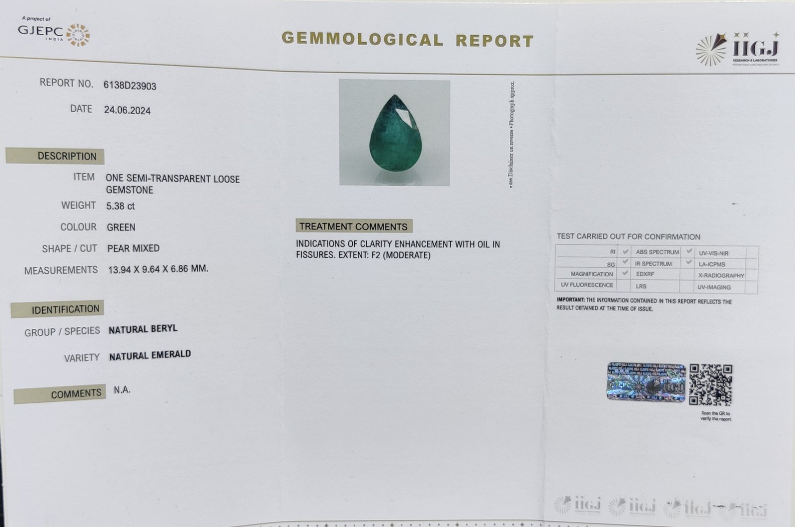 EMRD18495 4 1 EMERALD 5.38 Ct.