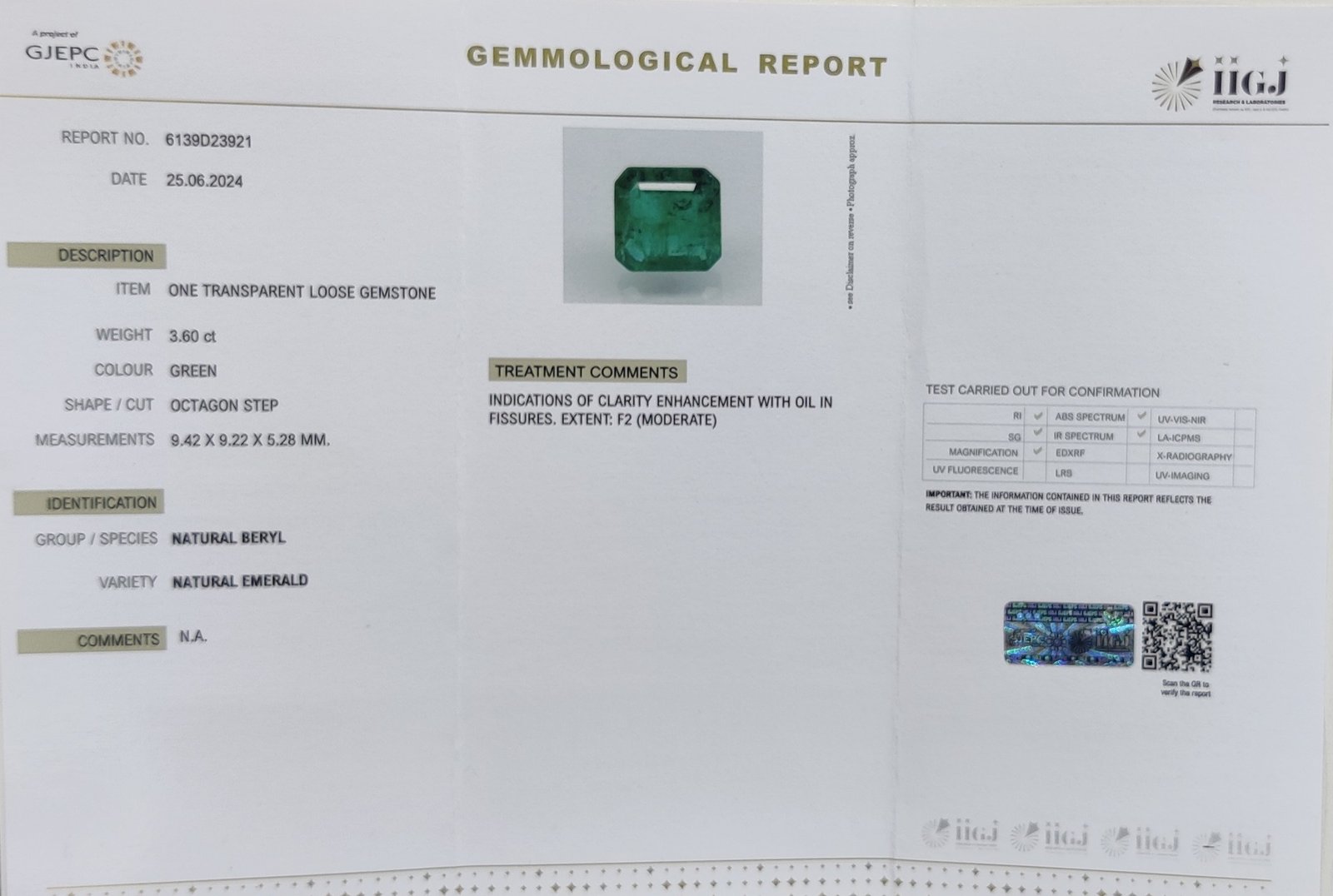 EMRD18512 4 1 EMERALD 3.6 Ct.